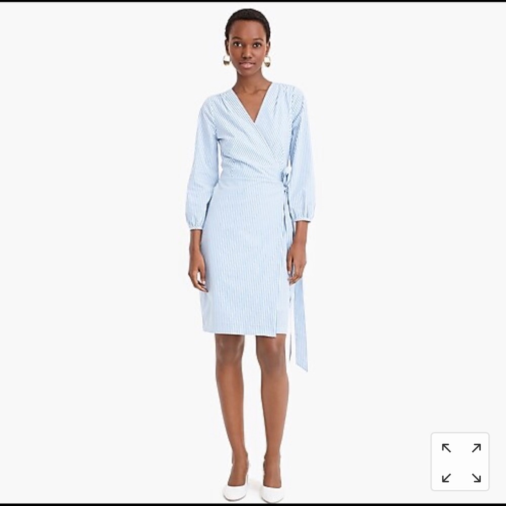 J. Crew Wrap dress in striped cotton poplin 6 EUC